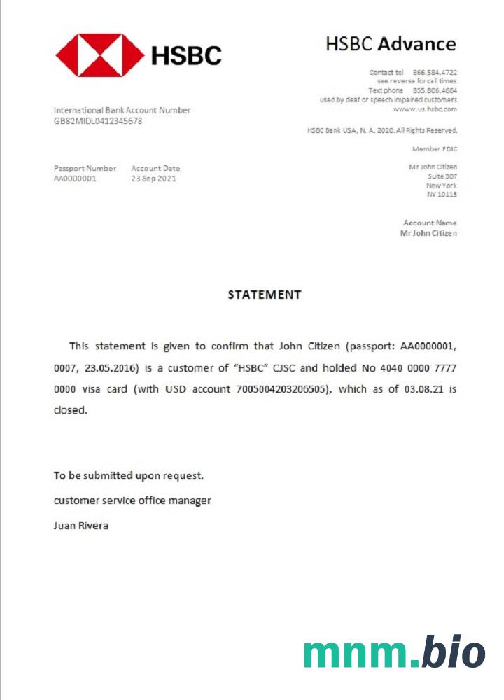 Przykład zamknięcia HSBC w USA w formatach Word i PDF